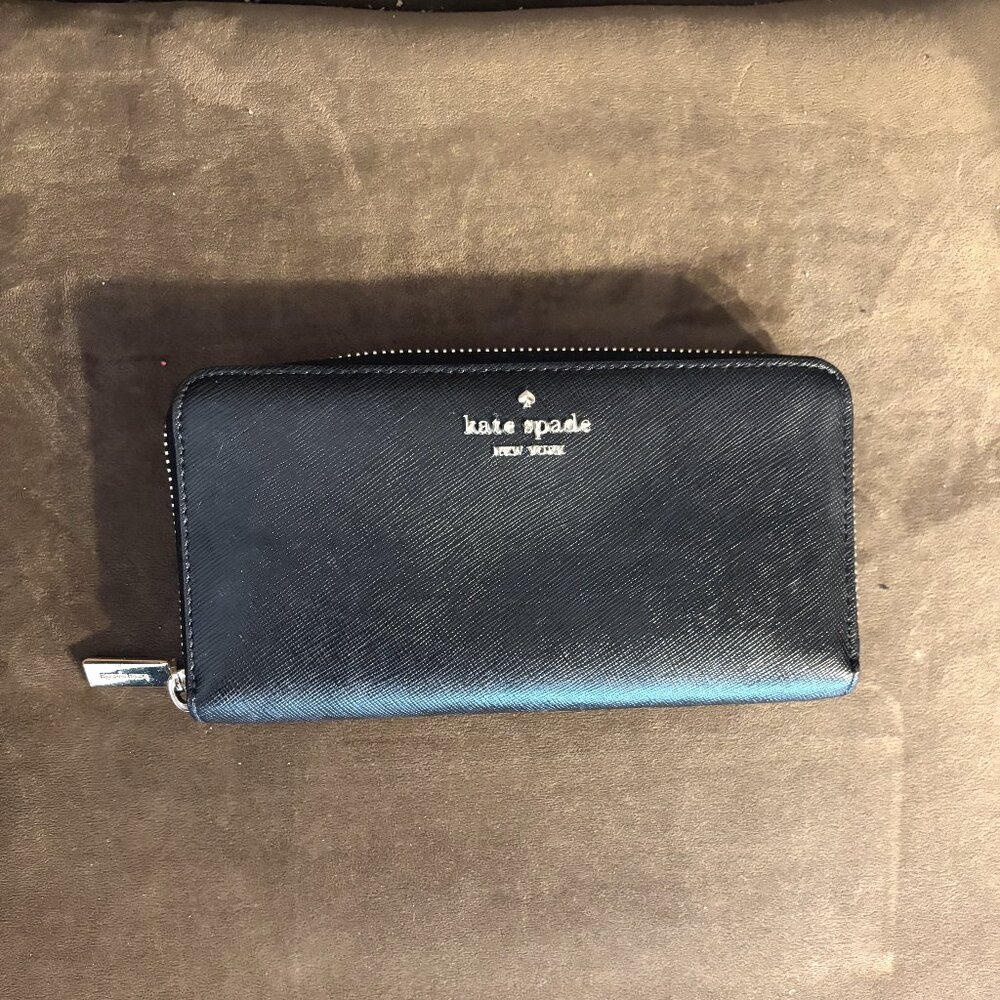 Kate Spade Lena Large Continental Wallet Pebbled Leather Black